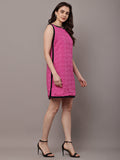 Begumpan Solid Embroidered Dress - Pink