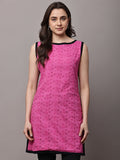 Begumpan Solid Embroidered Dress - Pink