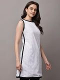 Begumpan Solid Embroidered Dress - White