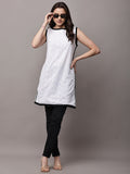 Begumpan Solid Embroidered Dress - White