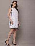 Begumpan Solid Embroidered Dress - White