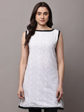 Begumpan Solid Embroidered Dress - White