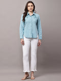 Begumpan Cotton Tree Beaded Shirt - Blue