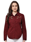 Begumpan Cotton Tree Beaded Shirt - Cherry