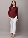 Begumpan Cotton Tree Beaded Shirt - Cherry