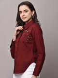 Begumpan Cotton Tree Beaded Shirt - Cherry