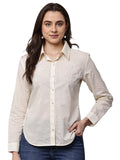 Begumpan Cotton Tree Beaded Shirt - Cream