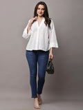 Begumpan Solid Oversized Cotton Shirt - White