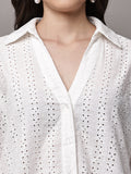 Begumpan Schiffli Oversized Shirt - White