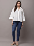 Begumpan Solid Oversized Cotton Shirt - White