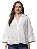 Begumpan Schiffli Oversized Shirt - White