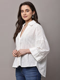 Begumpan Schiffli Oversized Shirt - White