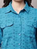 Begumpan Schiffli Long Shirt - Blue
