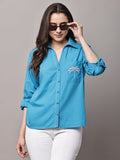 Begumpan Cotton Tree Embroidered Shirt - Blue