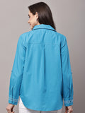 Begumpan Cotton Tree Embroidered Shirt - Blue