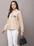 Begumpan Cotton Tree Embroidered Shirt - Beige
