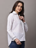 Begumpan Cotton Tree Embroidered Shirt - White