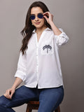 Begumpan Cotton Tree Embroidered Shirt - White