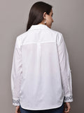 Begumpan Cotton Tree Embroidered Shirt - White