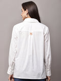 Begumpan White Shirt with Flower Embroidery - Peach