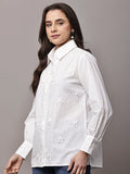 Begumpan White Shirt with Flower Embroidery - White