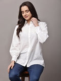 Begumpan White Shirt with Flower Embroidery - White