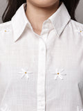 Begumpan White Shirt with Flower Embroidery - White