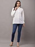 Begumpan White Shirt with Flower Embroidery - White