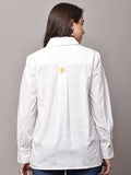 Begumpan White Shirt with Flower Embroidery - Musturd