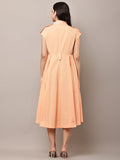 Begumpan Solid Midi Shirt Dress - Peach