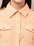 Begumpan Solid Midi Shirt Dress - Peach