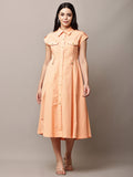 Begumpan Solid Midi Shirt Dress - Peach