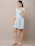 Begumpan Textured Sleeveless Shirt Dress - Blue