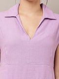 Begumpan Textured Sleeveless Shirt Dress - Lavender