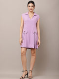 Begumpan Textured Sleeveless Shirt Dress - Lavender