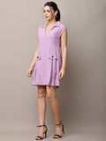 Begumpan Textured Sleeveless Shirt Dress - Lavender