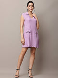 Begumpan Textured Sleeveless Shirt Dress - Lavender