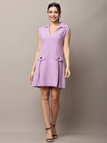 Begumpan Textured Sleeveless Shirt Dress - Lavender