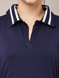 Begumpan Solid Polo T-Shirt Dress - Navy