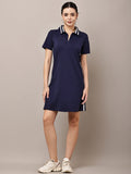 Begumpan Solid Polo T-Shirt Dress - Navy