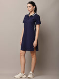 Begumpan Solid Polo T-Shirt Dress - Navy
