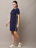 Begumpan Solid Polo T-Shirt Dress - Navy