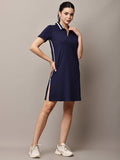 Begumpan Solid Polo T-Shirt Dress - Navy