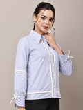 Begumpan Striped Lace Detail Shirt - Blue
