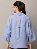 Begumpan Solid Oversized Cotton Shirt - Blue