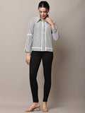 Begumpan Striped Lace Detail Shirt - Black