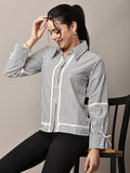 Begumpan Striped Lace Detail Shirt - Black