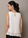 Begumpan White Sleeveless Layered Top - White