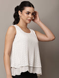 Begumpan White Sleeveless Layered Top - White