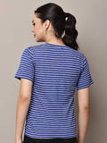 Begumpan Striped V-Neck T-Shirt - Blue